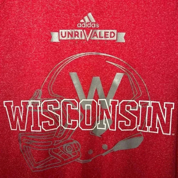 Adidas Climalite Long sleeve T-shirt Red Wisconsin Unrivaled Series Size Small - Picture 5 of 10